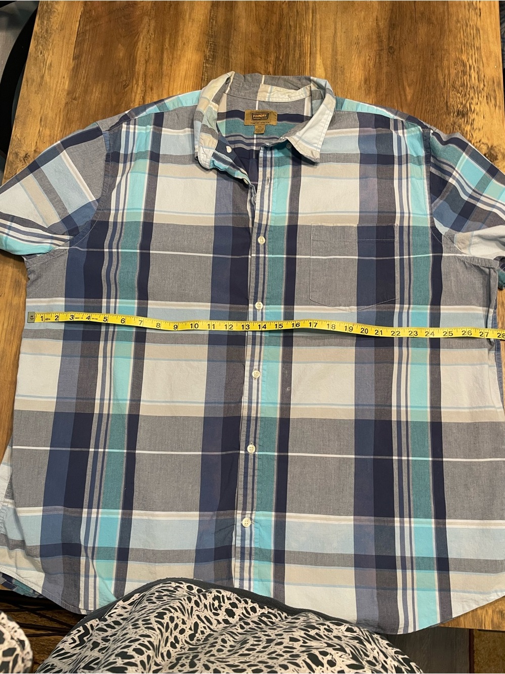 The Foundry Supply Co. Men's Plaid Button-Down Shirt in Navy, Teal & Light Blue